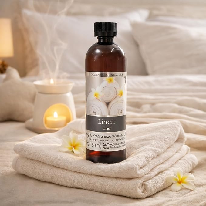 Hosley Linen Fragrance Warming Oils, Set of 2, 5oz Each. Ideal Gift for Weddings, spa, Reiki, Meditation, Bathroom Settings.P1