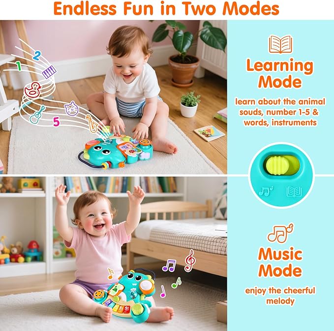 ITSFORU Baby Toys 6-12 Months Dinosaur Music Light Up Baby Piano Toys for 1 Year Old Boy Girl Early Learning Educational Piano Keyboard Infant Toys for 12 18 Months Baby Toy 1 Year Old Boys Girls Gift
