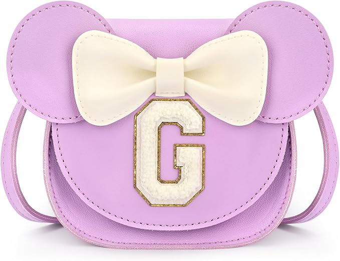mibasies Toddler Purse Girl Gifts: Girls Birthday Gifts for 3-8 - Toys for Ages 2-4 Girls Mouse Ears Purse, Purple, Letter G