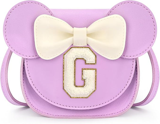 mibasies Toddler Purse Girl Gifts: Girls Birthday Gifts for 3-8 - Toys for Ages 2-4 Girls Mouse Ears Purse, Purple, Letter G