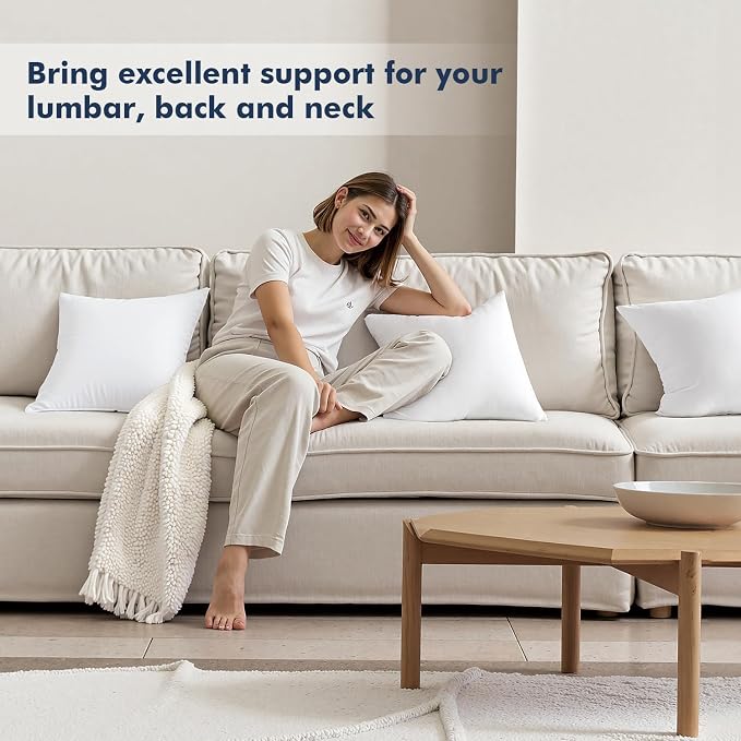 MIULEE 26x26 Euro Pillow Inserts 2 Pack, Throw Pillows for Couch Bed | 100% Virgin Filling, Decorative Pillows, Full and Fluffy, Lumbar, Back and Neck Support