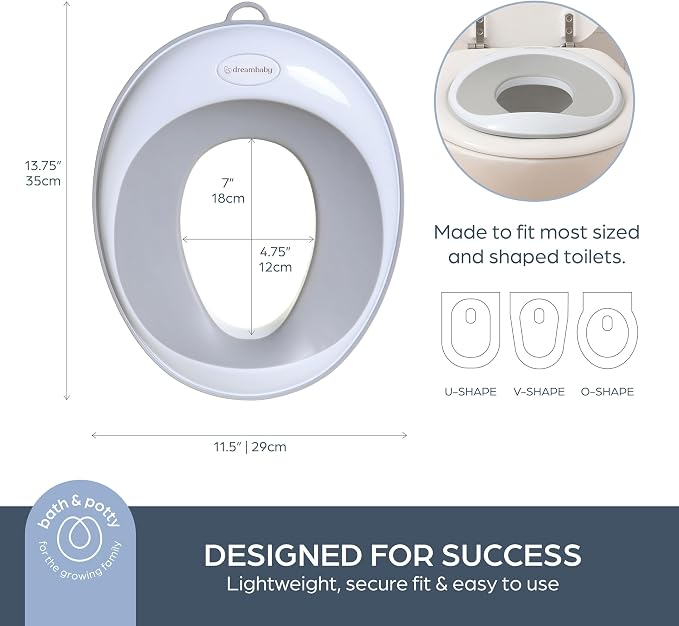 Dreambaby Non-Slip Potty Training Seat, Soft & Comfortable, Easy to Clean, Travel-Friendly, for Toddler Boys and Girls, Fits Round & Oval Toilets