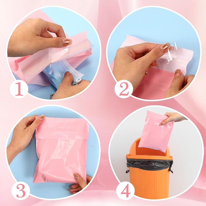 Fulmoon 300pcs Sanitary Napkin Disposal Bag Disposable Sanitary Bag Personal Care Disposal for Tampons Trash Bags period Tampon Bags for Women Privacy Handling Sack Diaper Sack(Light Pink)