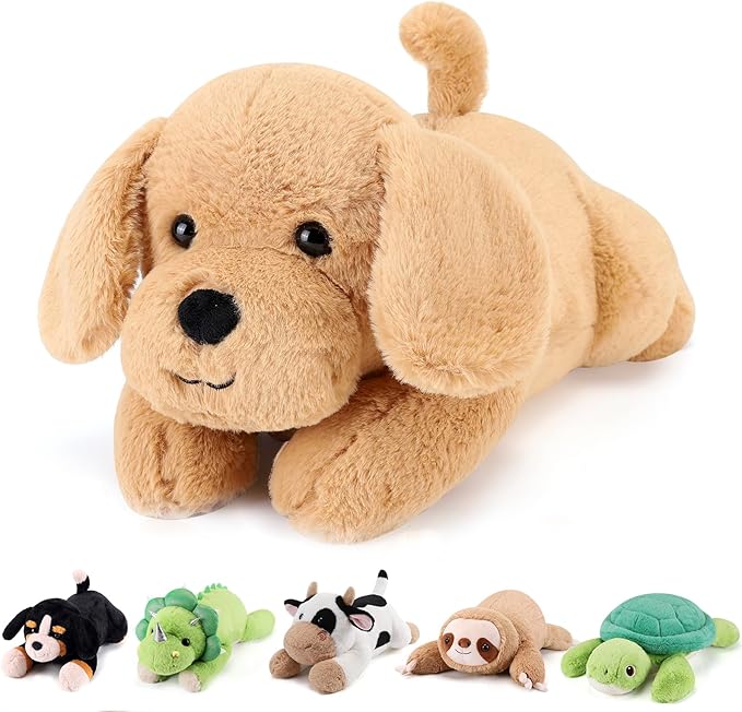 Yellow Lab Weighted Stuffed Animals - 22 Inch 4.5 Pounds Weighted Plushies Labradoodle Stuffed Animals - Big Dog Plush Pillow - Cute Plush Toys Gifts for Kids & Adults (22" 4.5 lbs)