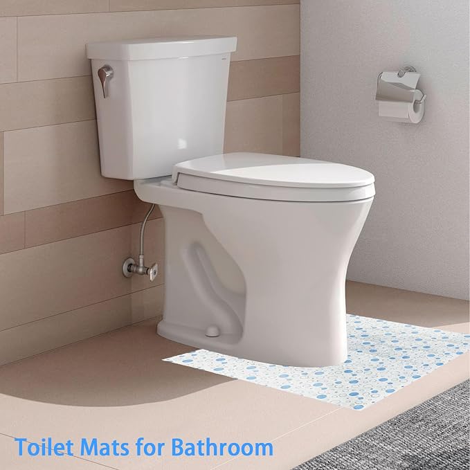 60 Pack Disposable Toilet Commode Mat,Non-Slip Waterproof U-Shape Commode Pads for Adult Incontinence & Kids Potty Training,Bathroom Floor Protector (Blue Dot)