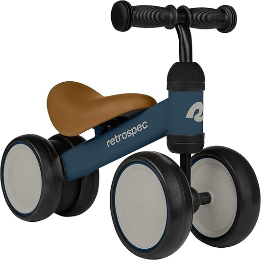 Retrospec Cricket Baby Walker Balance Bike with 4 Wheels for Ages 12-24 Months - Baby Toys & Toddler Toys for 1 Year Olds - Ride On Bicycle - Boys & Girls