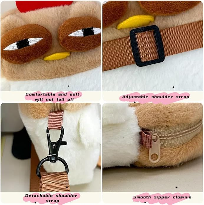 Cute Chick Mini Novelty Kids Kawaii Plush Anime Crossbody Bag for Little Girls - Fluffy Purse