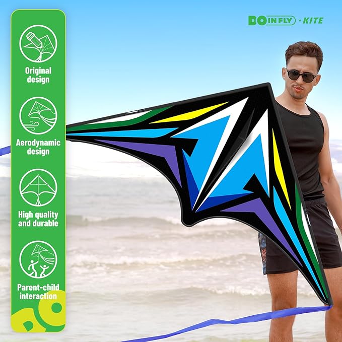 Delta Kite for Kids & Adults, Extremely Easy to Fly Kite, Suitable for Family outings, Outdoor Games and activitie