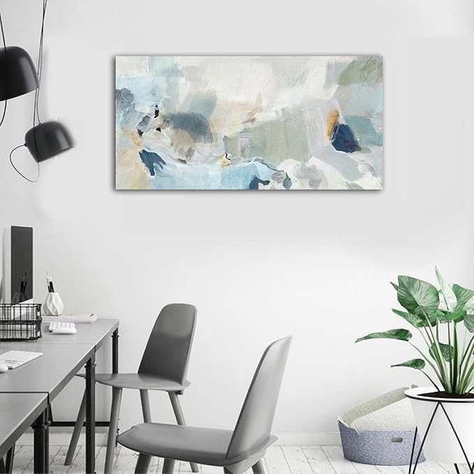 Abstract Canvas Wall Art Contemporary Teal Abstract Pictures Painting Modern Bluish Green Canvas Prints Turquoise Artwork Wall Decor for Living Room Bedroom Home Office Wall Decoration 24x48in