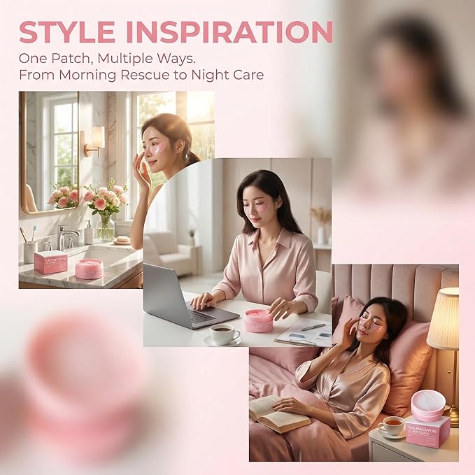 PDRN Pink Caffeine Collagen Eye Patch for Night CareㅣFuller-Looking Eye Area, Under-Eye Puffiness, Dark Circles Care for Smooth, Radiant & Youthful-Looking | Korean Skincare, K-Beauty (1PC)