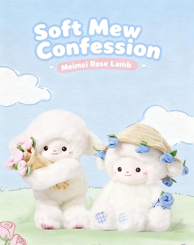 Baby Sheep Bouqet, Rose Bouquet Plush Sheep with Detachable Flower Hat, Rose Lamb - A Huggable Bouquet of Love, Adorable Sheeps Bouquet Plush, Emotional Support Plushie Gift for Christmas (Blue)
