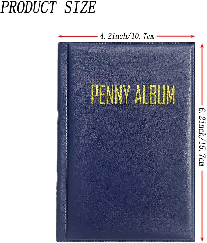 108 Pockets Pressed Penny Collecting Album Book, Portable Smashed Pressed Penny Album Book Holder for Collectors, Suitable for Work or Travel (Blue)