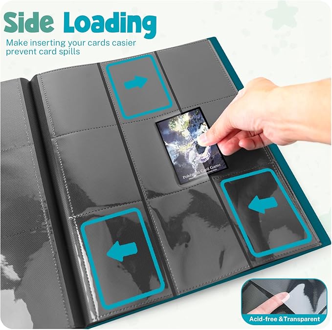 Card Binder, 9 Pocket Trading Card Album Folder,20 Pages, 360 Card Capacity Sports Card Binder, Premium Card Binders Compatible with MTG, TCG, Baseball Cards (Malachite green)