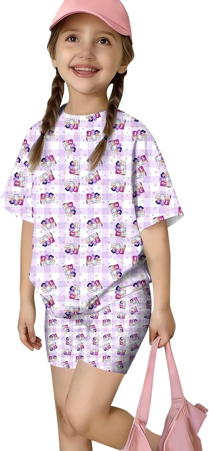 K-POP DEM0N Hunters Outfits for Girls, 2 Piece T-Shirts and Apparel Sets Birthday Gift
