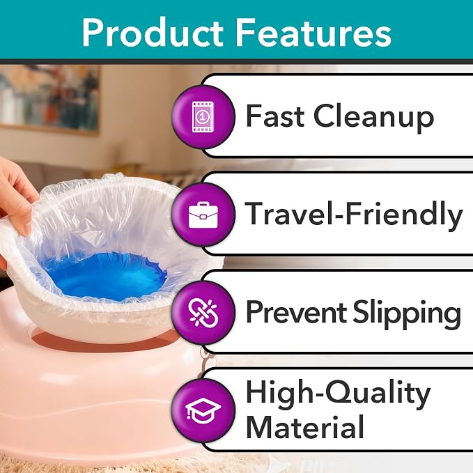 200 Pcs Potty Liners for Summer Infant My Size Potty Pro, Disposable Potty Bags with Elastic Edge, Easy-Clean Design for Toddler Training, Fits Most Potty Chairs, Portable Toilets & Travel Potties