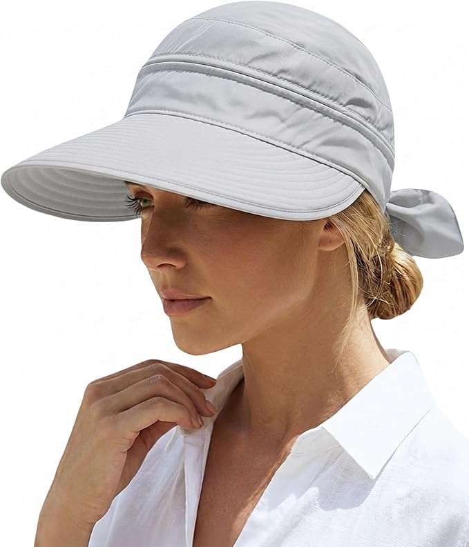 2-in-1 Women’s Sun Visor Sun Hat Zipper Off Ponytail Friendly, Lightweight Quick Dry, Summer UV Protection