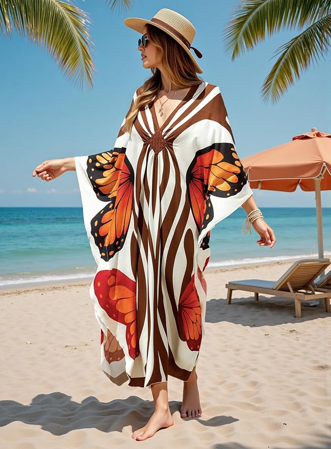 Mumu Dresses for Women Plus Size, Bohemian Kaftan Beach Cover Up Long Maxi Nightgown Soft Loungewear