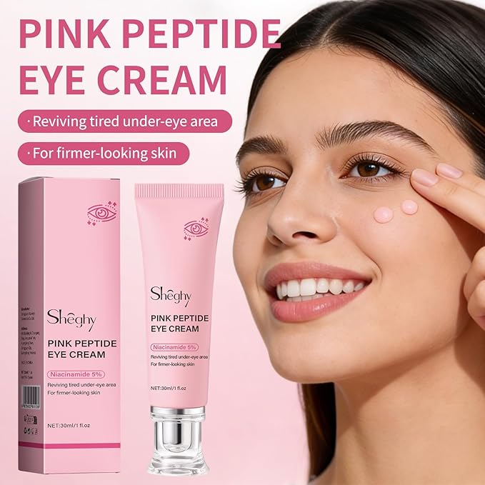PDRN Pink Peptide Eye Serum Cream, Hydrating & Firming Eye Cream for Dark Circles, Anti-Aging Treatment Reduces Fine Lines, Uneven Skin Tone, Soothing Pink Moisturizer with Peptides, 1.01fl.oz (1)