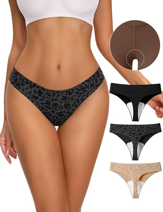 NIASOUL Thongs for Women Seamless Thong Panty Liners No Show Breathable G-Strings Workout Underwear