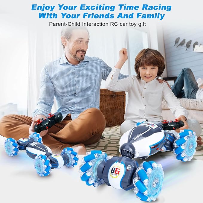 Gesture Sensing RC Stunt Car, Toys for Boys Girls 6-12 Year Old 4WD Remote Control Car 360° Rotate Transform Off-Road Drift RC Toy with Lights Music, 2.4Ghz Hand Control Birthday Xmas Gifts
