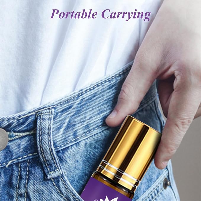 Lavender Roll-On Essential Oil, Pre-Diluted, Portable Aromatherapy, 0.33Oz | Mumianhua Floral-Herbal Rollerball. Ready-to-Use. Calming Scent for Pillow, Pulse Points, Skin & On-the-Go Relaxation