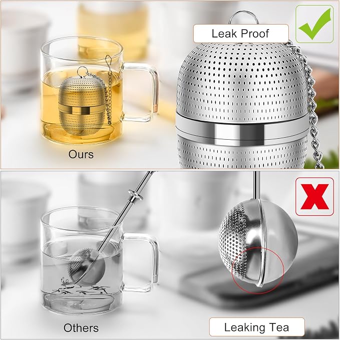 Numola Tea Ball Infuser for Loose Tea, Extra Fine Mesh Tea Strainer with Drip Tray, 304 Stainless Steel Tea Steeper for Black Tea, Rooibos, etc