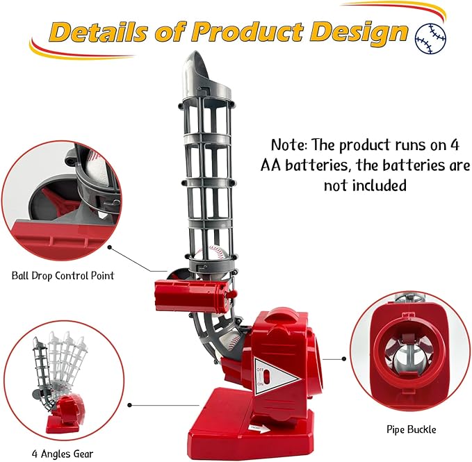 Kids Auto Baseball Pitching Machine, Outdoor Sports Toys for Kids Ages 5, 6, 7, 8, 9, 10, 11, 12, Adjustable Angles Electronic Baseball Training Equipment & Batting Practice Toys for Youth