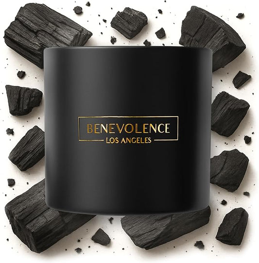 Benevolence LA Premium Charcoal Large 3-Wick Scented Candle – 45-Hour Burn – Luxury Natural Soy Candle for Home – Aromatherapy & Room Decor – 14.5oz