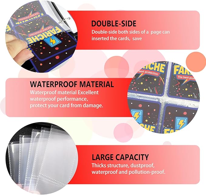 Trading Card Binder for TCG Cards, 9-Pocket Portable Card Collector Ablum Holder Book Fits 900 Cards with 50 Removable Sleeve, Waterproof Card Binder Display Storage Carrying Cases for TCG-Storm