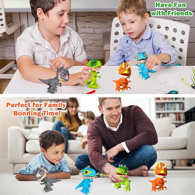 Birthday Toys Gifts for 3 4 5 6 8 Year Old Toddler Boys Girls – 4 Pack Dinosaur Action Figures with Movable Joints & Realistic Textured Skin, Educational STEM Fine Motor Skill Toys for Kids Age 3+