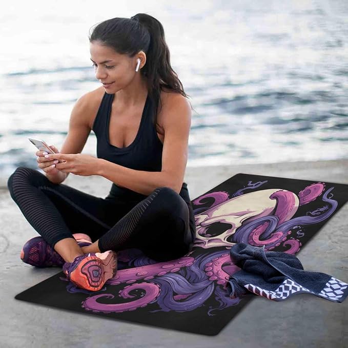 Skull Yoga Mat for Women Men 71" x 26" Non Slip Exercise & Fitness Mat 1mm Thick Workout Mat for Yoga, Pilates, Come with Storage Bag