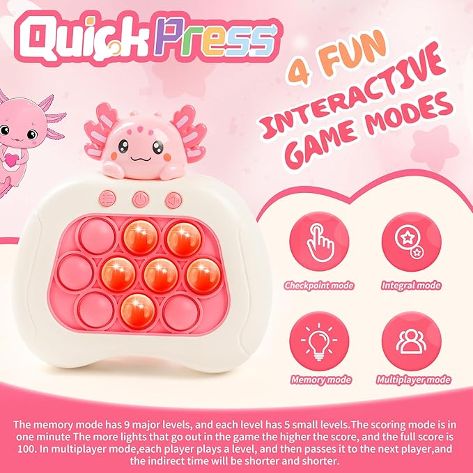 Valentines Day Cards with Axolotl Pop Game Fidget Toy,Valentines Day Gifts for Kids,Quick Push Game Pop Bubble Up Toys,Axolotl Gifts Teen Girl Trendy Stuff Valentine School Classroom Exchange