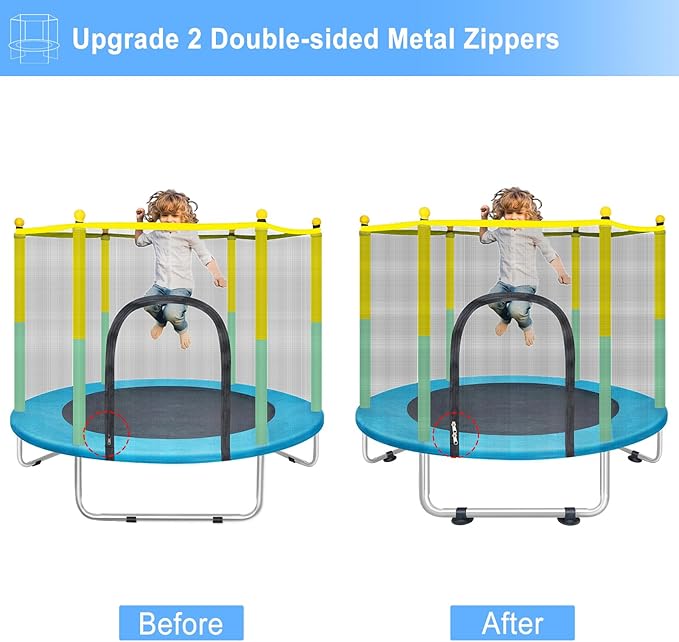 Indoor Trampoline for Kids Ages 1-8, 55" Small Outdoor Toddler Trampoline with Safety Enclosure Net, No-Gap Safe Design, Baby Round Jumping Mat, Recreational Trampolines Birthday Gifts for Boys Girls