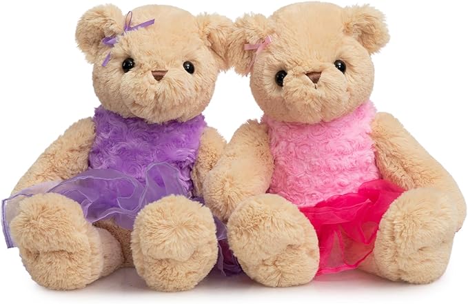 Ballerina Teddy Bear Stuffed Animal Cute Plush Bear in Tutu Skirt Birthday Dance Recital Gifts for Girls Kids 21’’ Pink