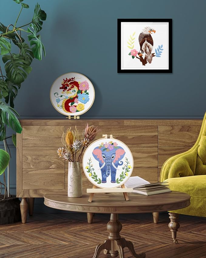 TINDTOP Embroidery Kit for Beginners Adult, Dragon Embroidery Kit for Beginners Include Embroidery Cloth Hoops Threads for Craft Lover Hand Stitch with Embroidery Skill Techniques | for Beginners Include Embroidery Cloth Hoops Threads for Craft Lover H...
