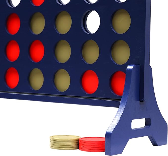 Tailgating Pros Premium Navy Giant Four in a Row with Carrying Case - Jumbo Oversized Outdoor Yard Game - Connect Multiple Pucks in a Row to Win - Many Puck Colors Available!