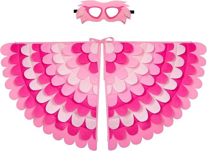D.Q.Z Bird-Wings-Costume for Kids Dress Up, Felt Feathered Owl Parrot Chicken Animal Role Play Costume, Gift for Girl Boys