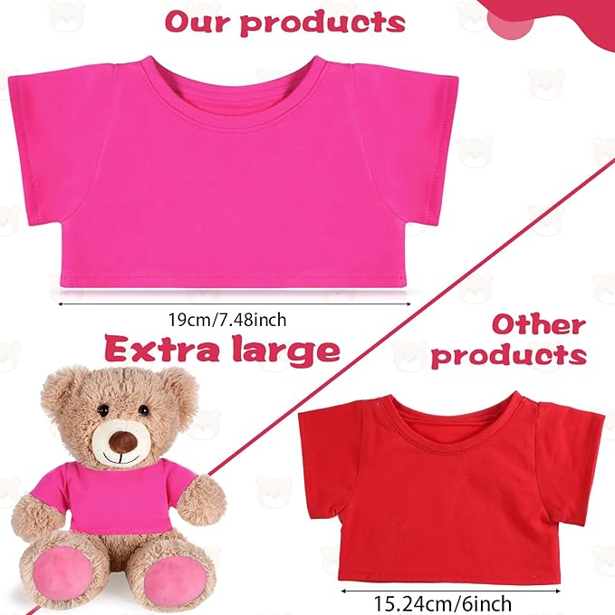 Bear Tee Shirt Fit 14-18inch Bear Clothes Stuffed Animal Clothes Shirt Basic Stuffed Dolls Shirt, Pink