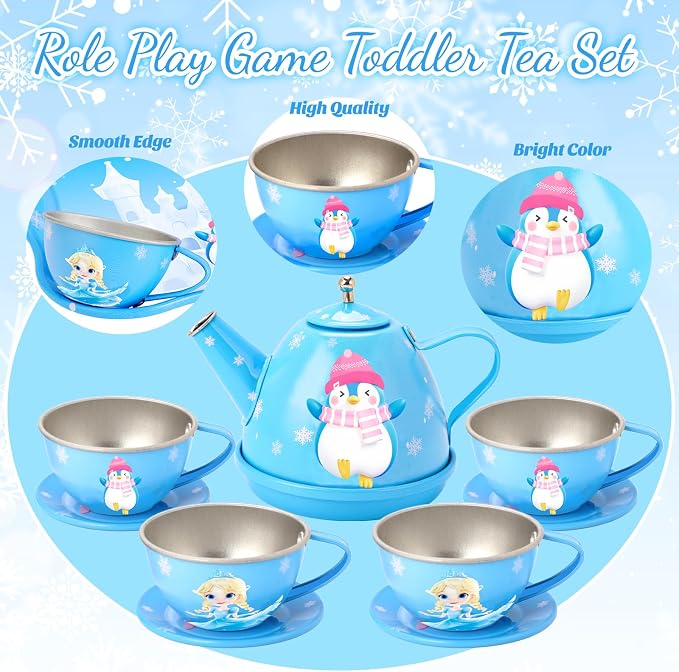 INNOCHEER Tea Party Set for Little Girls Toys, Toys for Kids, Tea Sets for Toddlers 3-5, Pretend Play Kitchen Toy, Birthday Christmas Princess Gifts Toys for 3 4 5 6 7 + Year Old Girls