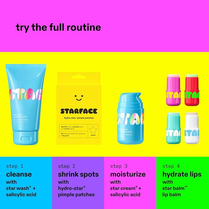 Starface Hydro-Star Pimple Patches + Big Yellow Compact, Clinically Proven Spot Shrinking in 6 Hours, Absorb Fluid and Reduce Redness, Hydrocolloid, Vegan and Cruelty-Free Skincare (32 Count)
