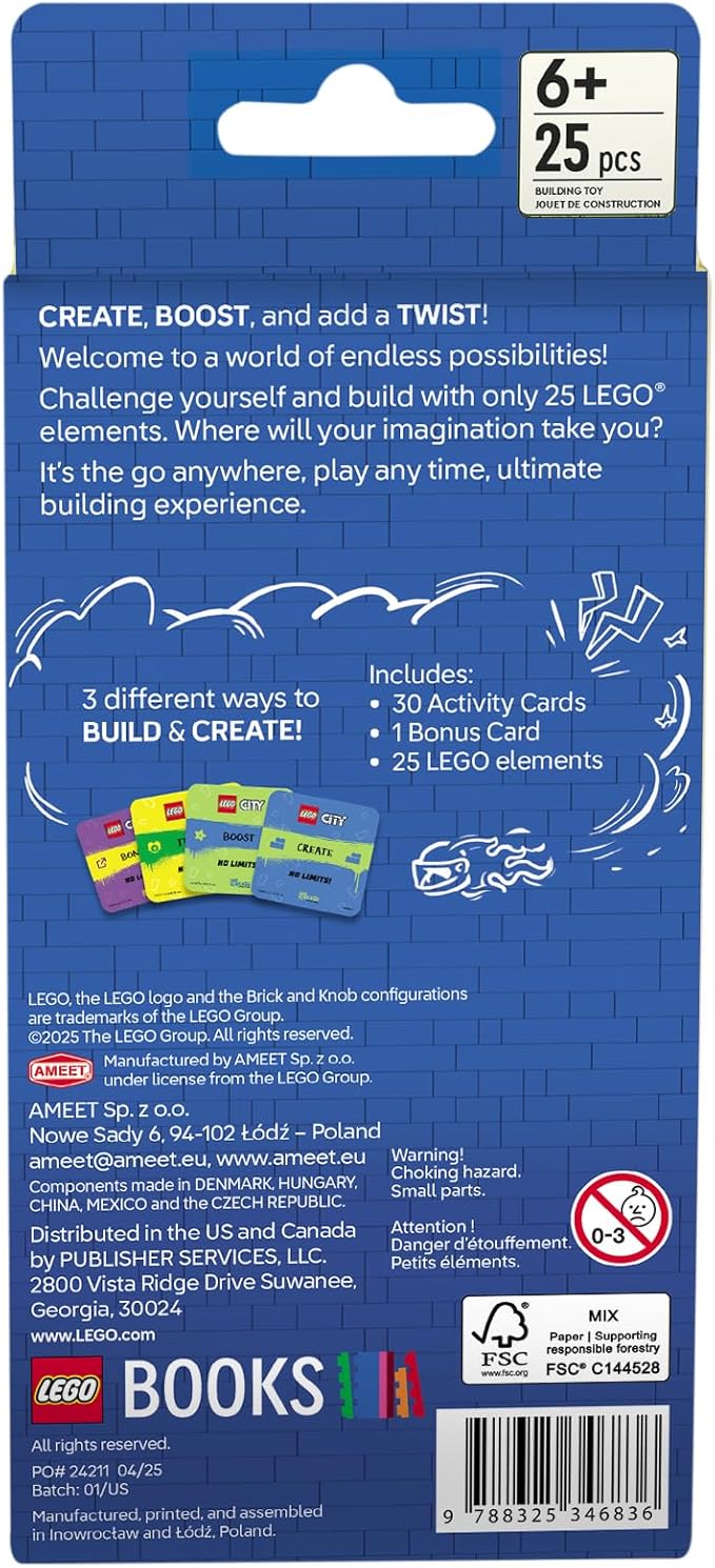 Lego City Recreate Activity Cards – No Limits! | Action Building Game with 30+ Activity Cards & 25 Lego Elements | Ages 6+