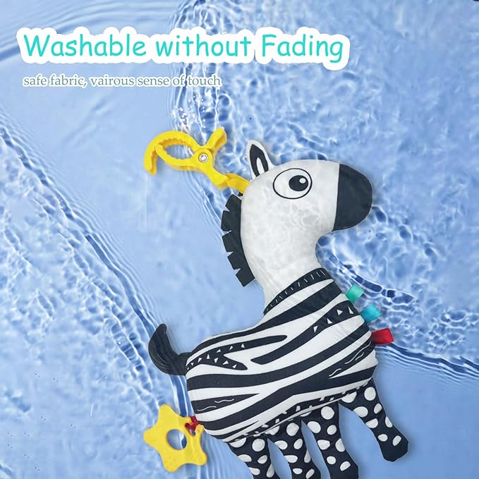 Baby Hanging Toys, Plush Animal Stuffed Sensory Toys for Carseat Stroller Car Seat Crib Play Gym, Baby Toys for 0 3 6 9 12 Months, Baby Boys and Girls Gift (Zebra)
