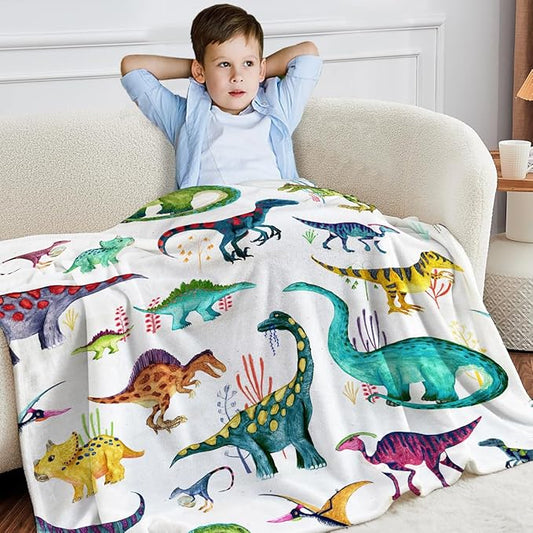 Wajade Dinosaur Blanket for Boys, Soft Fleece Kids Blanket for Couch Sofa Bedroom, Toddler Cute Dinosaur Throw Blanket Gifts for Birthday Christmars Easter Halloween, 60"x80"