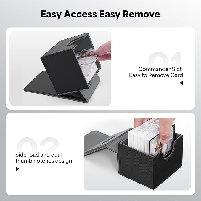 ZLCA MTG Commander Deck Box, Card Deck Box for Trading Card, Holds 110+ Double Sleeved Cards Fits for Magic Cards TCG CCG (Black)