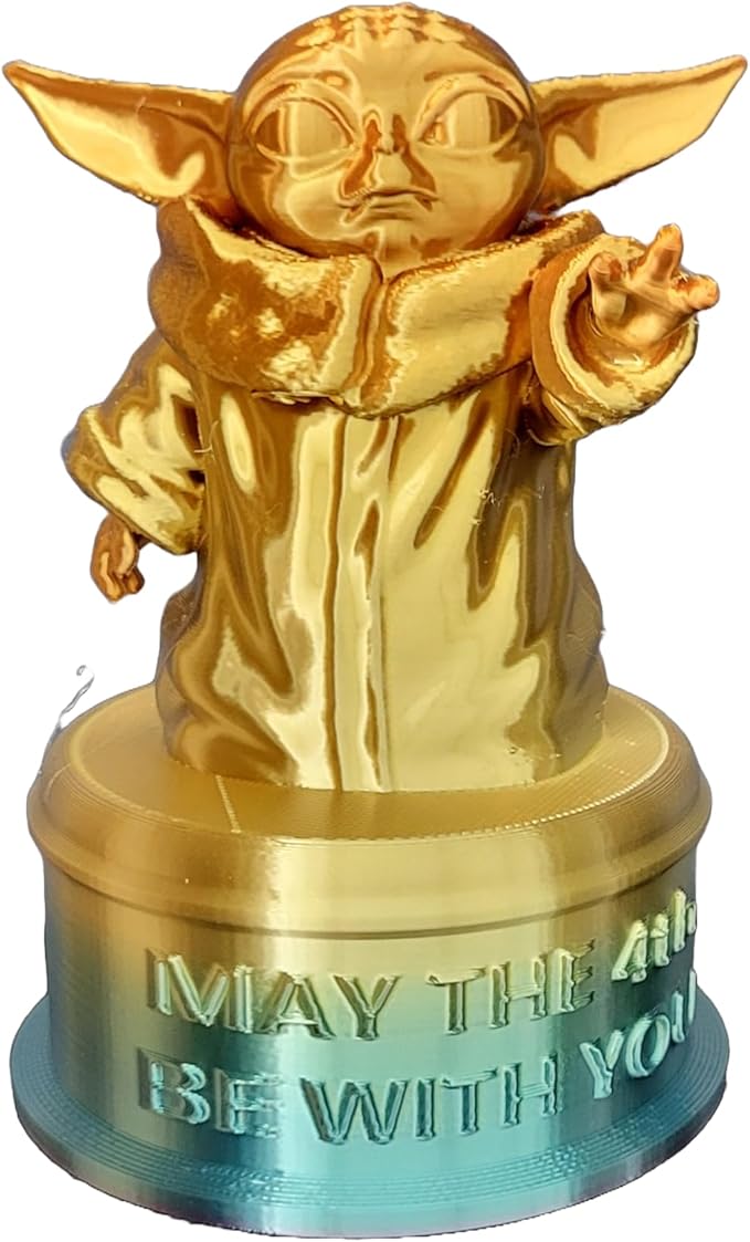 Znet3D Baby Yoda Grogu ‘May The 4TH Be with You’ Trophy - 4.5 Inch Multi-Color - Perfect Award or Gift (Multicolor)