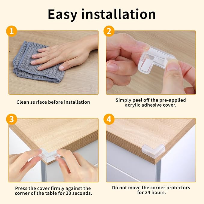 40 Pack Corner Protector Baby, L-Shaped Baby Proof Corners and Edges, Clear Table Corner Covers Baby, Baby Corner Protector Guards, Corner Guards for Table Edges & Sharp Corners