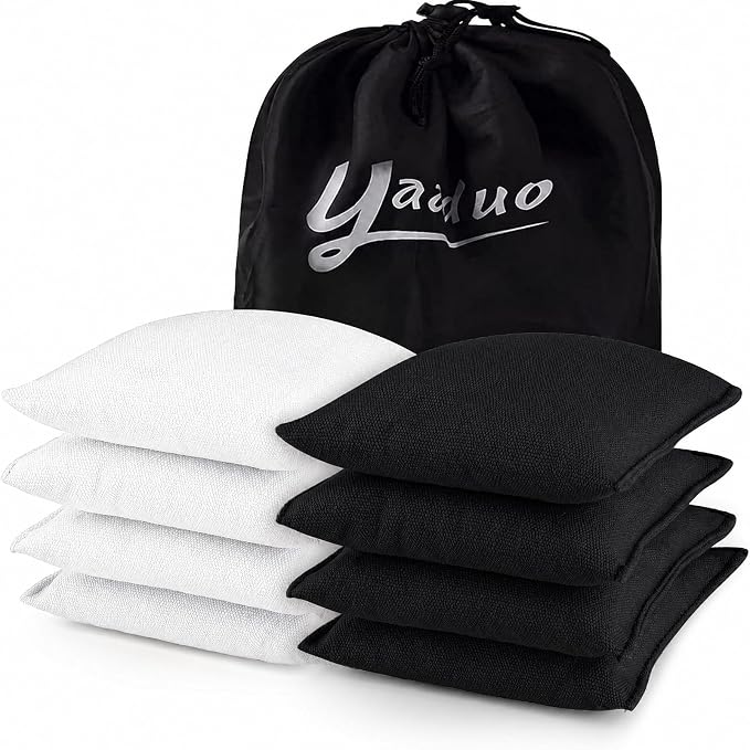 Set of 8 Regulation Cornhole Bags Double Sided, Weather Resistant Bean Bags for Cornhole Toss Game, Corn Hole Beans Bags with Tote Bag