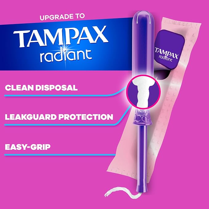 Tampax Pearl Plastic Tampons for Women Multipack, with LeakGuard Braid, Light/Regular/Super Absorbency, Unscented, 204 Count (6 Packs of 34)