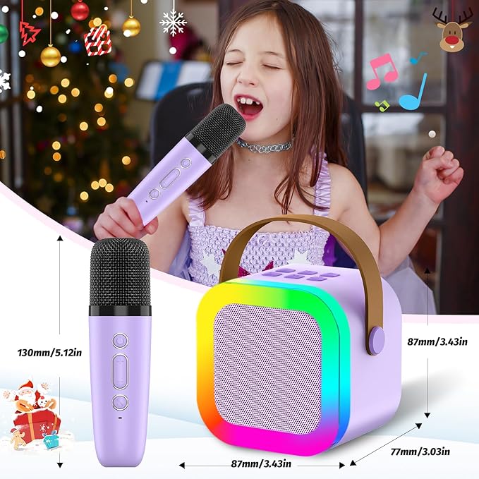 Kids Karaoke Microphone Machine Toy, 4-12 Years Old Girls Christmas Birthday Gift for Girls, Karaoke Toys Gifts for Girls Ages 4, 5, 6, 7, 8, 9, 10, 12 +Year Old Birthday Party.