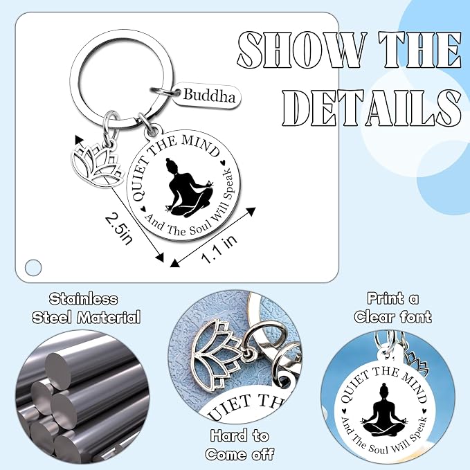 Yoga Gifts for Women Meditation Gifts for Women Yoga Instructor Gift Pilates Gift for Her Spiritual Zen Meditation Yogis Accessories for People with Anxiety keychain Lotus Jewelry Buddhist Present
